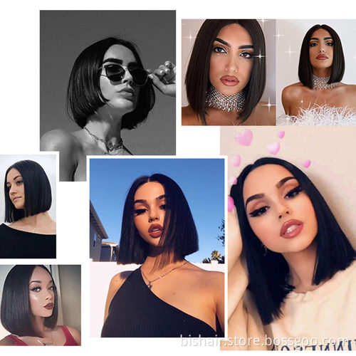 Brazil's real straight hair lace front wig Bob human hair wigs for women without pre-wired plastic baby Straight 13X4 lace wig